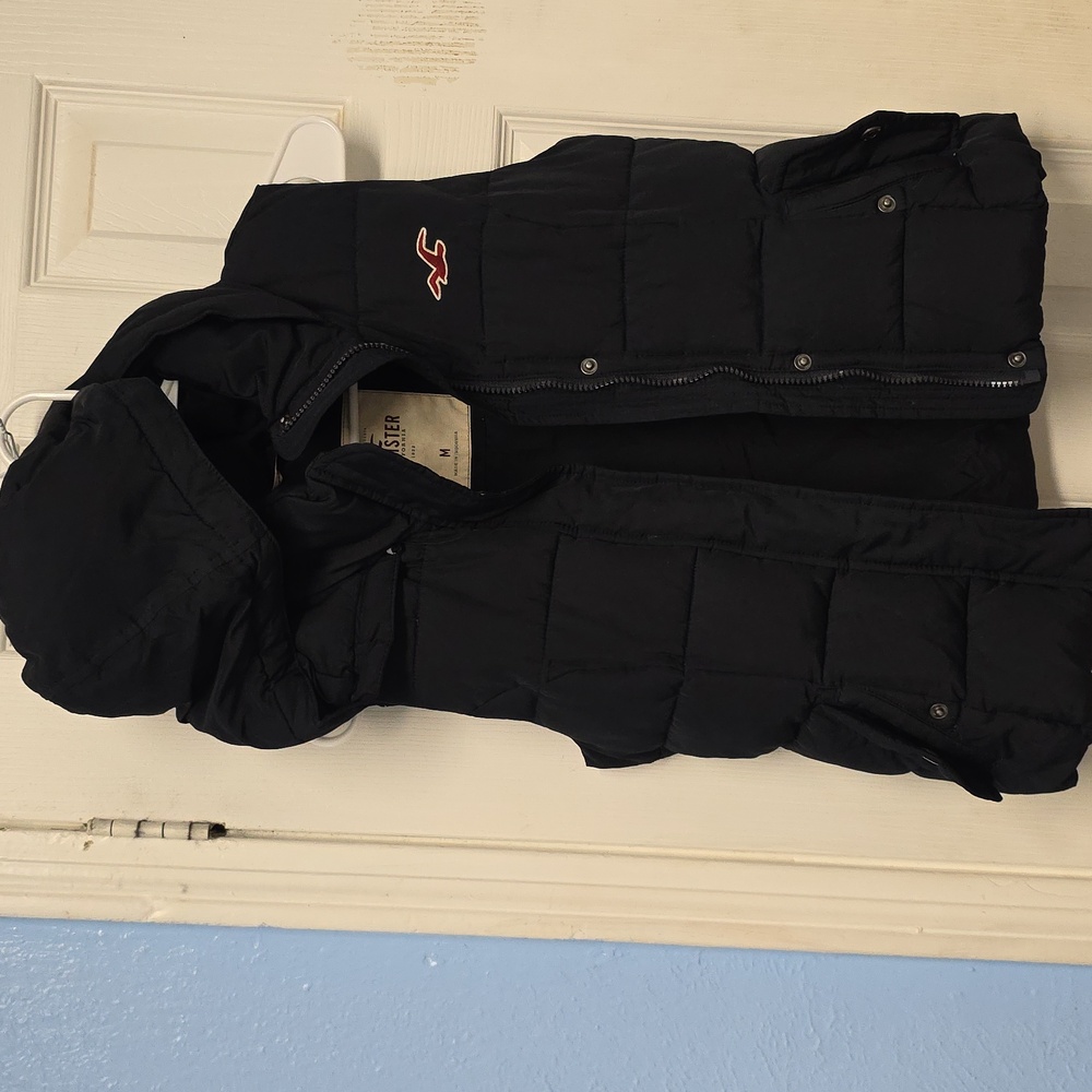 Hollister Midnight Dark Blue  Hooded Puffer Vest
